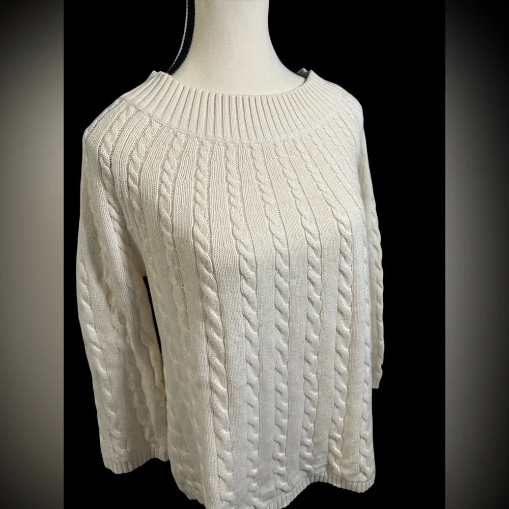 Talbots Cream Cable Knit Sweater